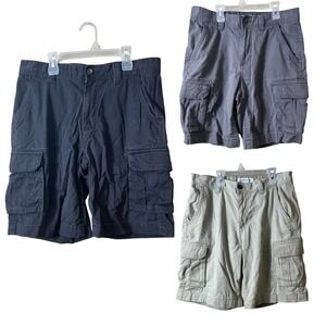 Amazon Essentials Men Cargo Shorts 33W Bundle Lot 3 Gorpcore Utility Khaki Black